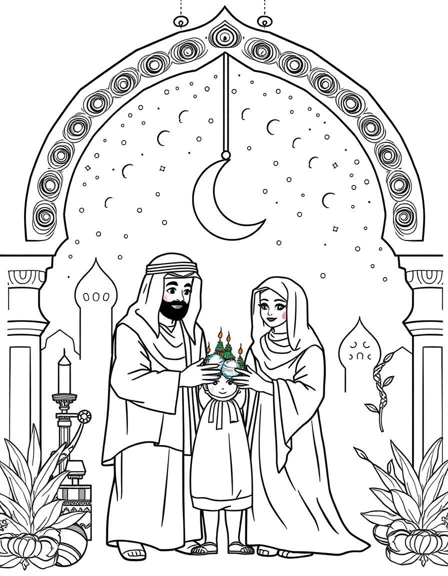 (Arab) Arabic family celebrating Eid