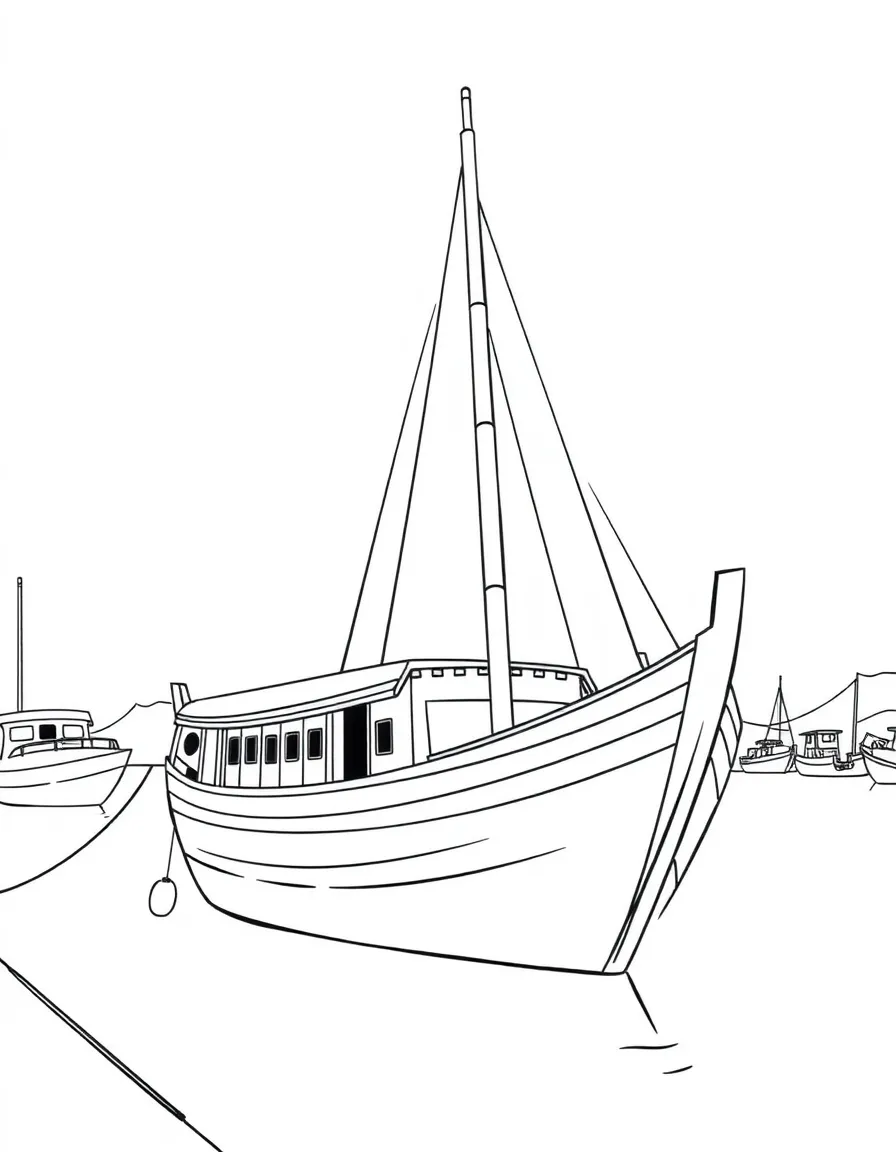 (Arab) A Qatari dhow in the harbor