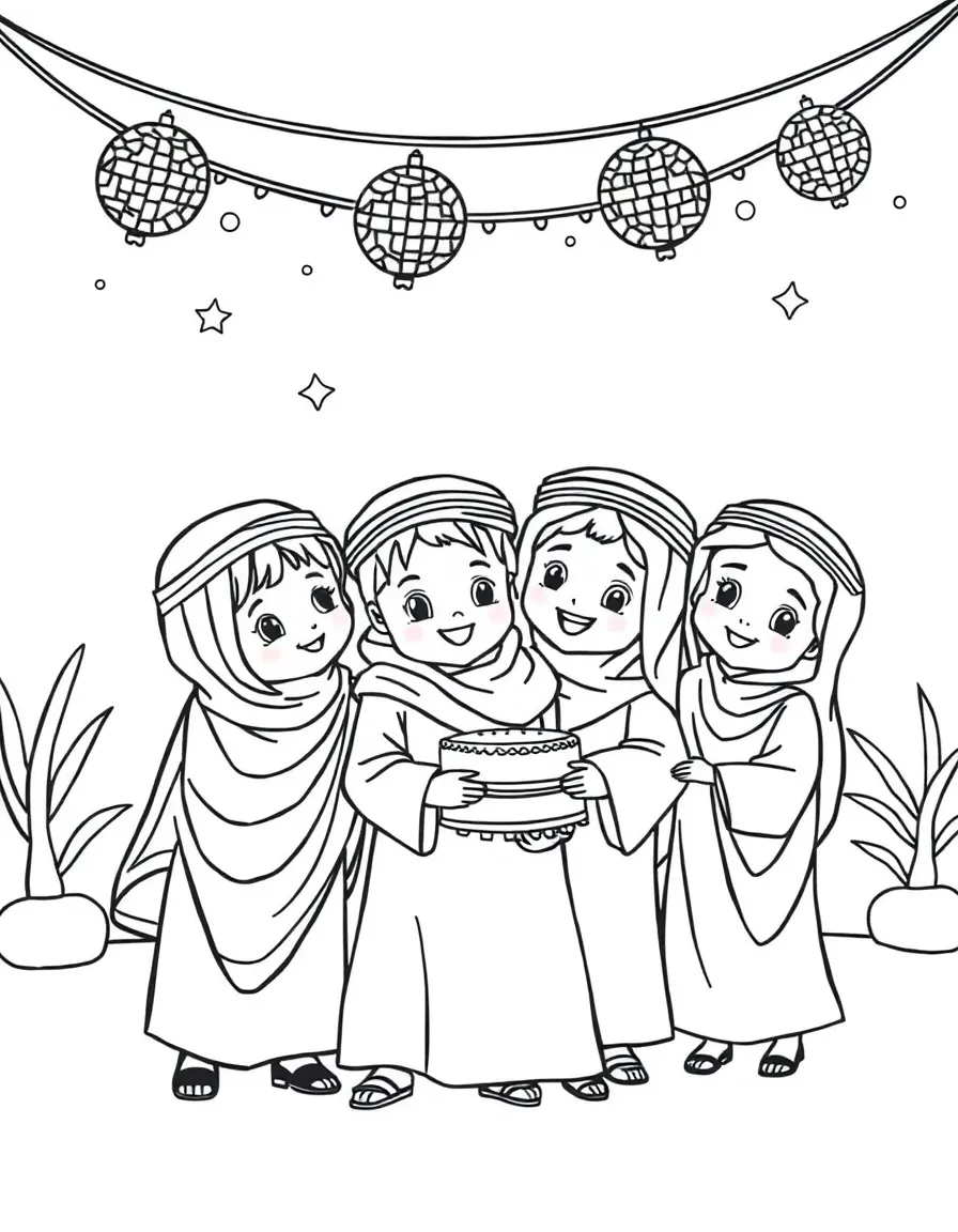 (Arab) Arabic children celebrating a holiday