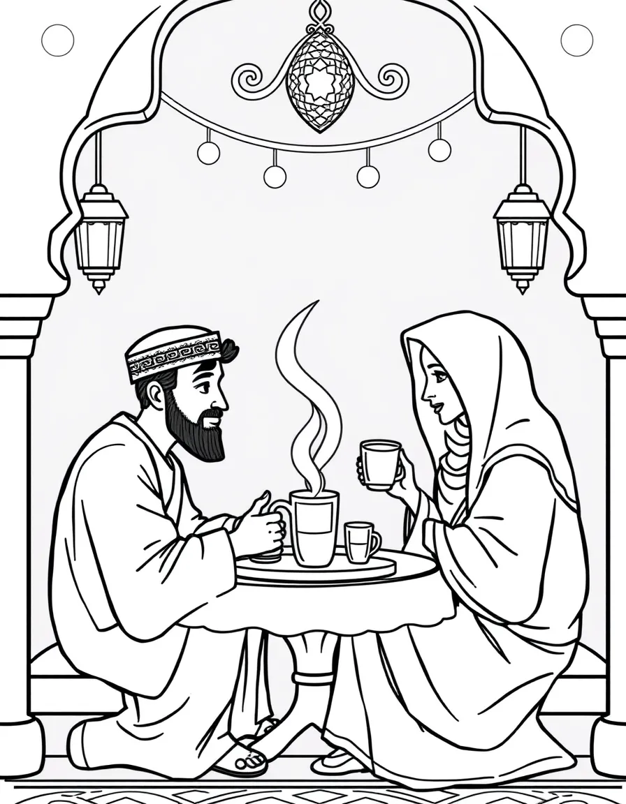 (Arab) Arabic family sharing tea time