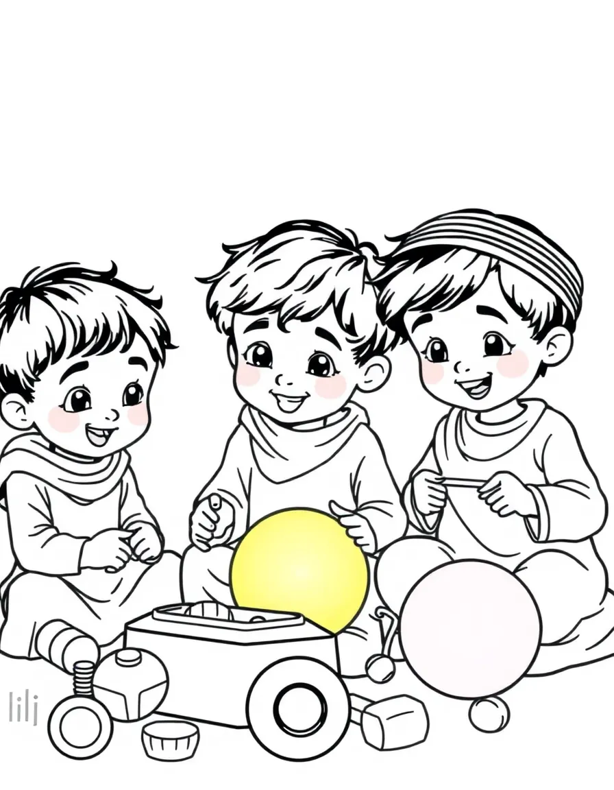 (Arab) Arabic children playing with toys