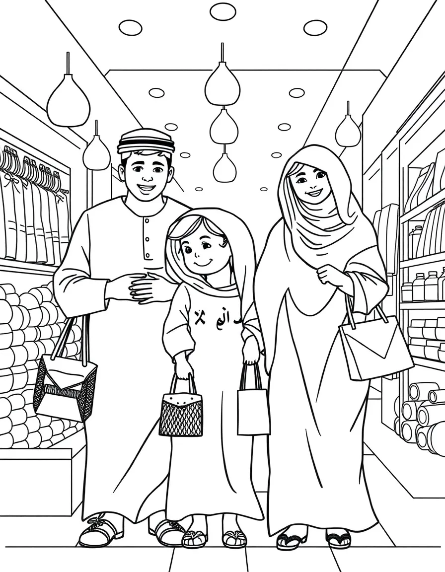 (Arab) Arabic family shopping together
