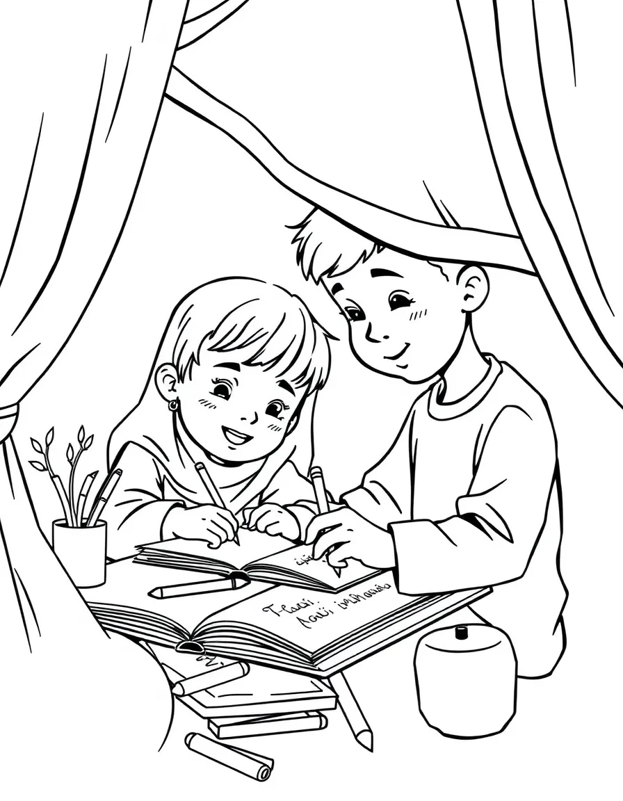 (Arab) Arabic children doing homework