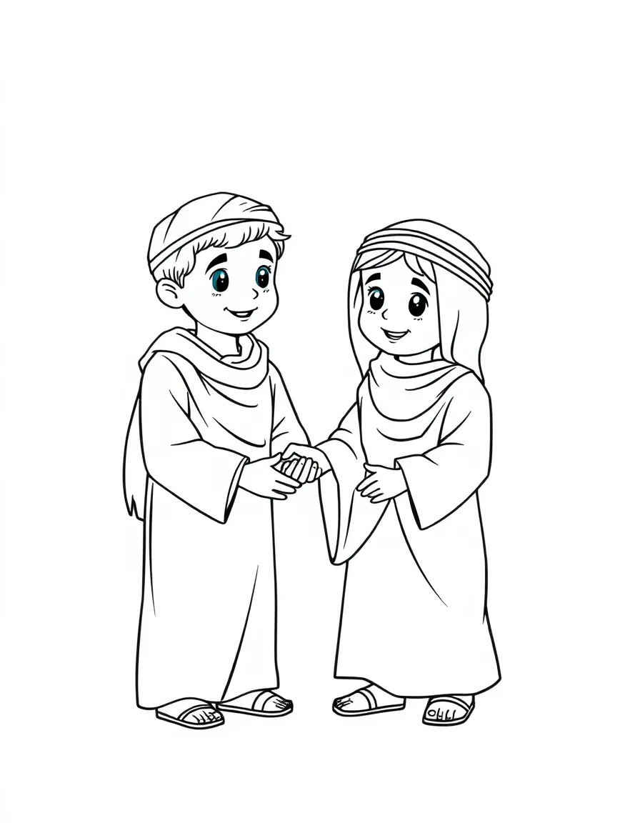 (Arab) Arabic children helping elderly