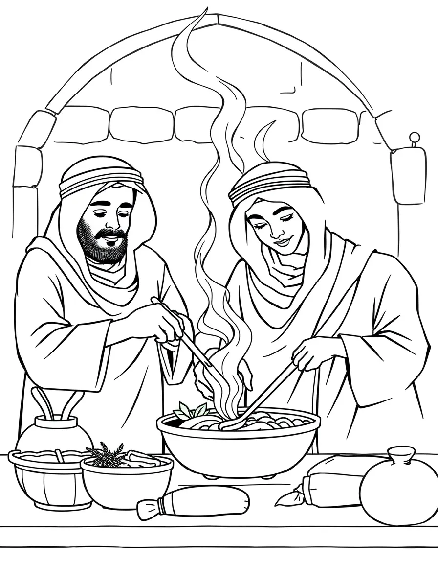 (Arab) Arabic family cooking together