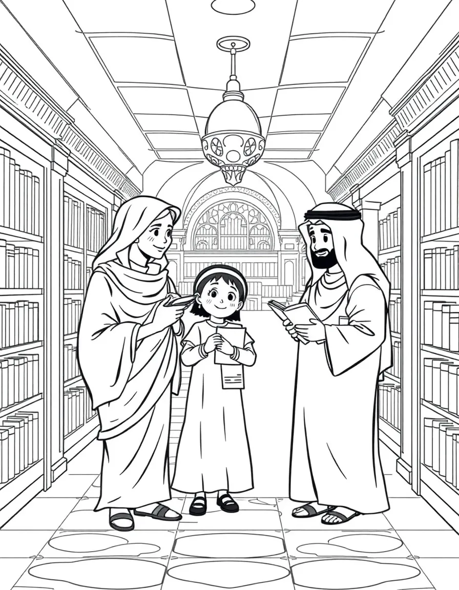 (Arab) Arabic family visiting library
