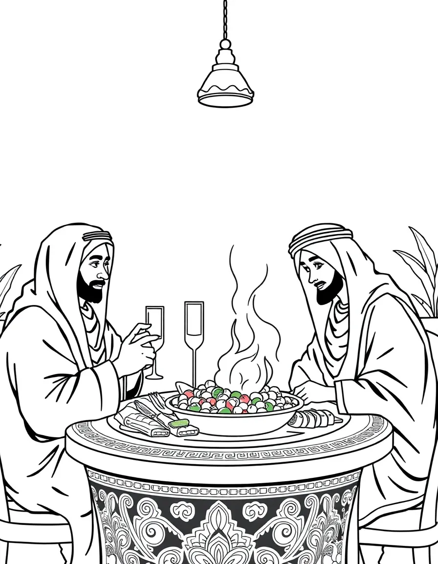 (Arab) Arabic family having dinner
