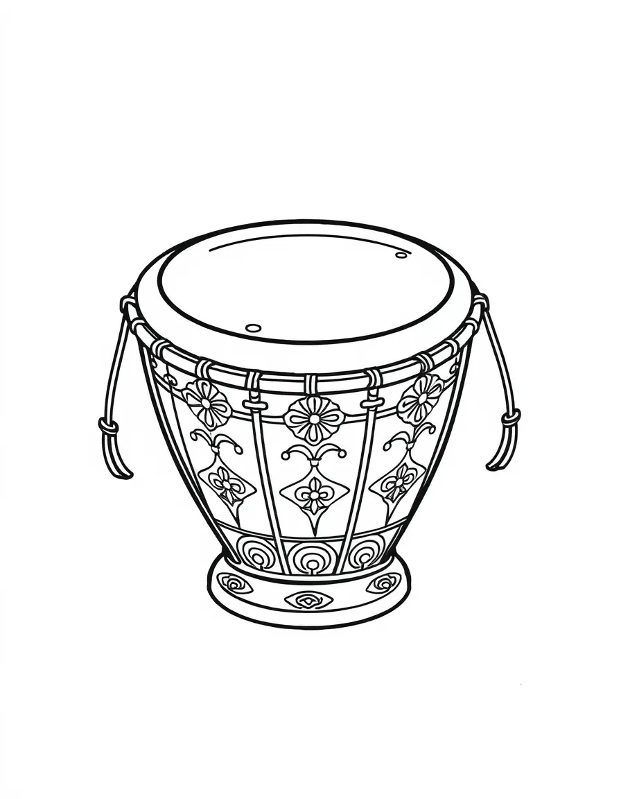 Traditional Korean drums (janggu) with simple decorative patterns
