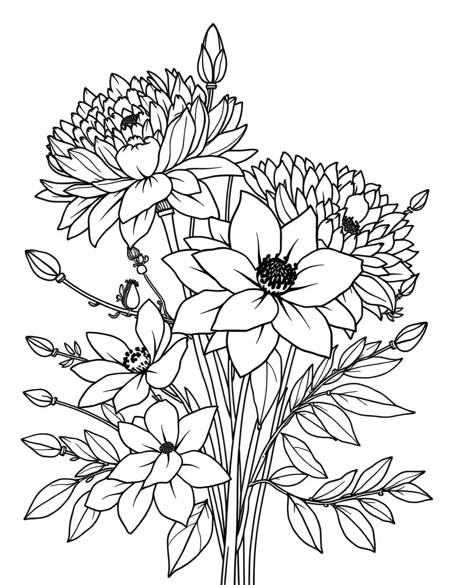 Korean seasonal flowers like azaleas or chrysanthemums in simple arrangements