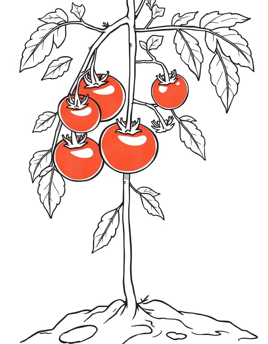 A tomato plant with red tomatoes hanging on the vine