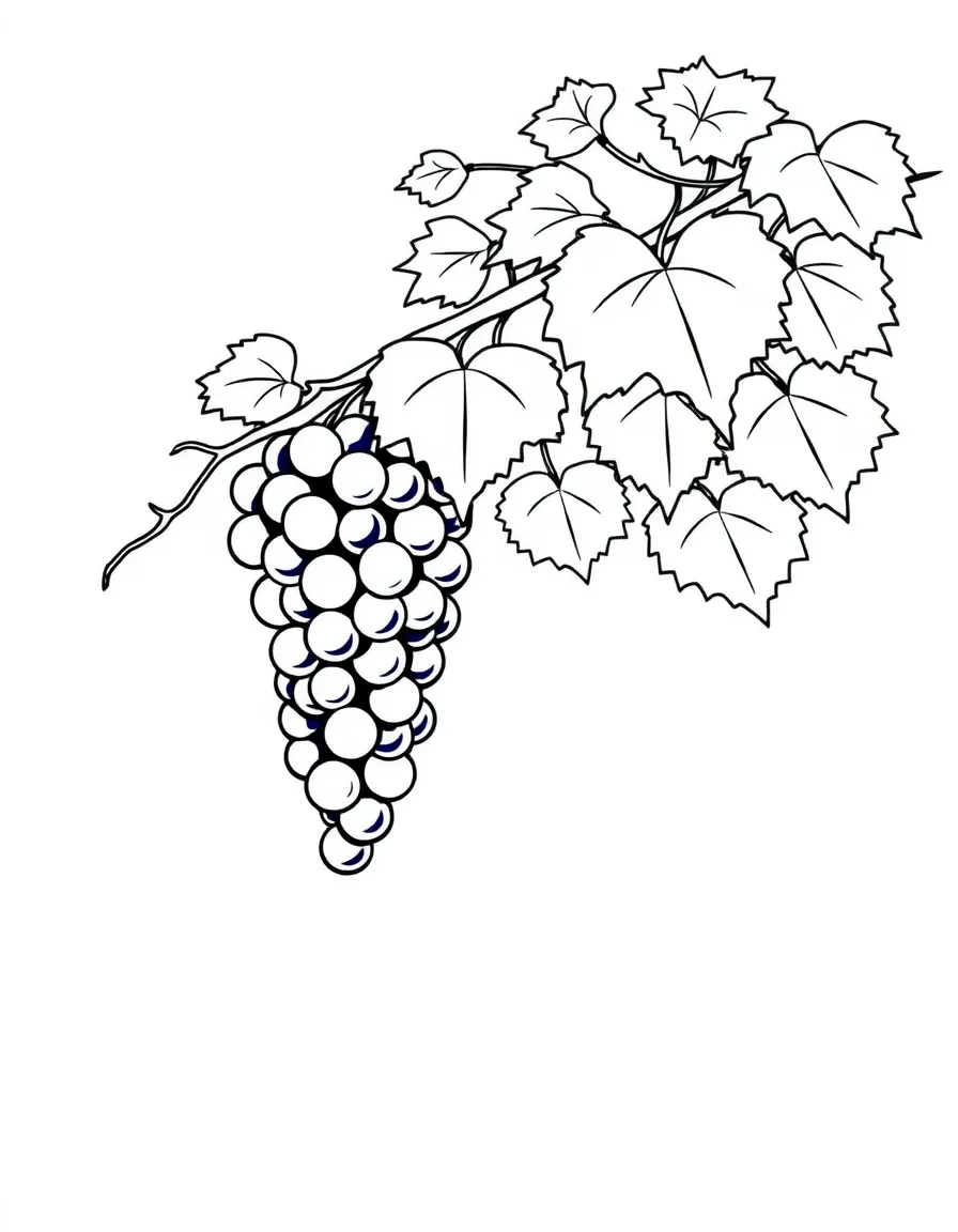 A grapevine with clusters of grapes hanging down