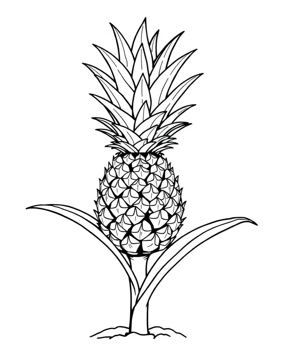 A pineapple plant with a pineapple growing in the center