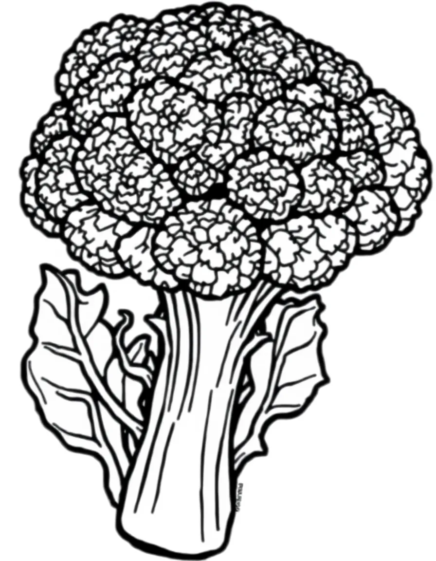 A broccoli plant with a large green floret and thick stalk
