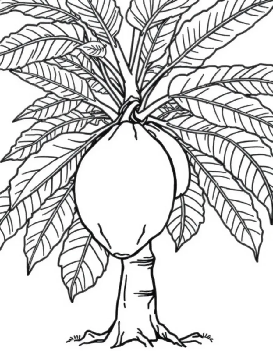 A papaya tree with large fruit and fan-like leaves