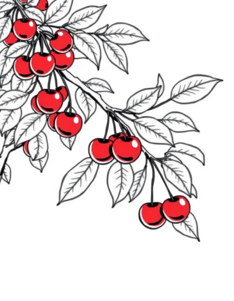 A cherry tree with red cherries on the branches