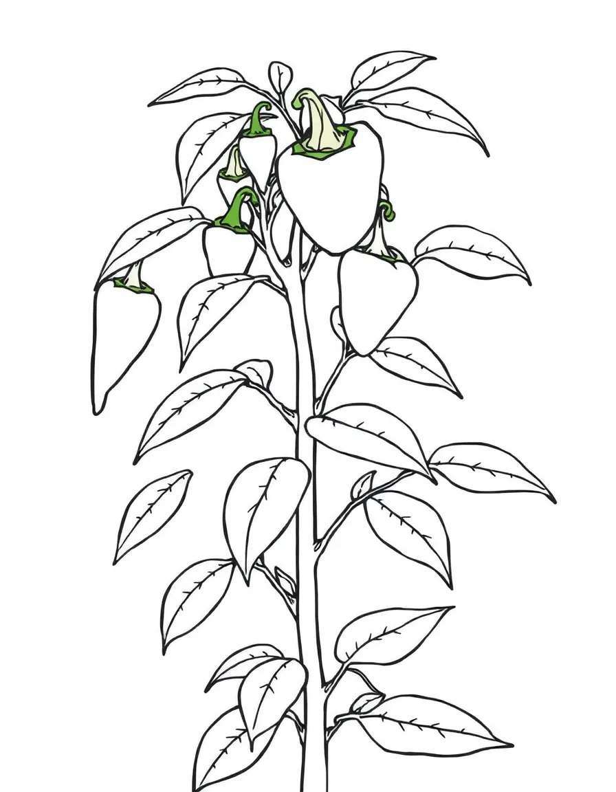 A chili pepper plant with red and green peppers