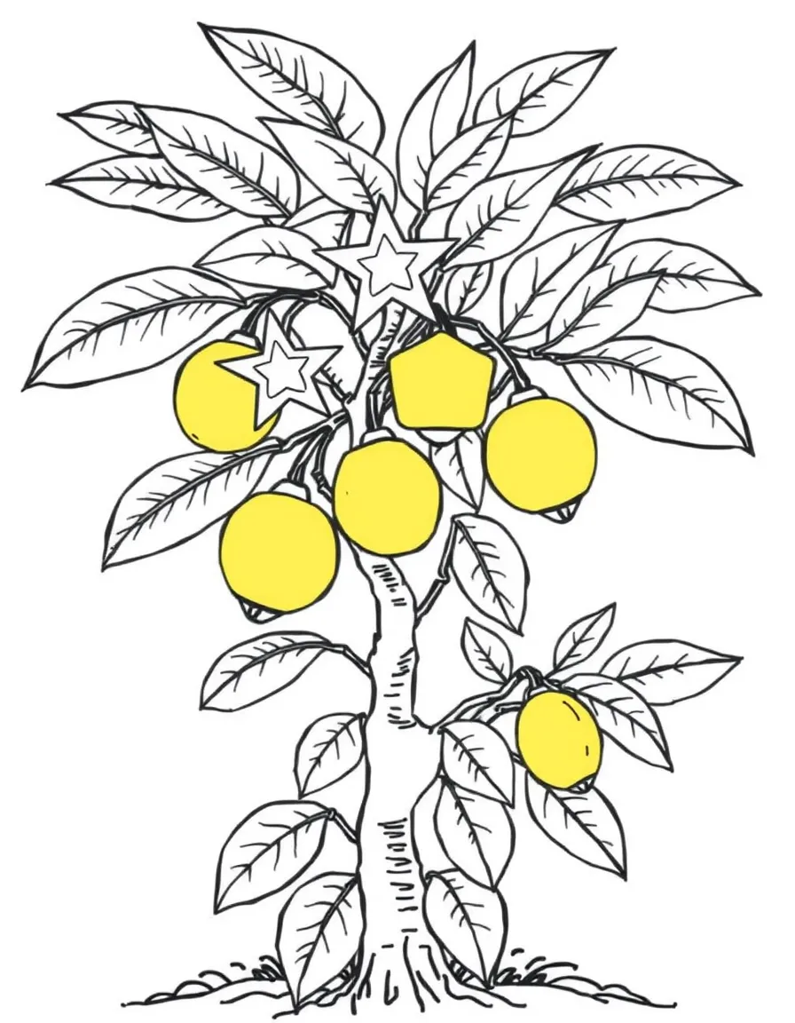 A starfruit tree with yellow fruits shaped like stars