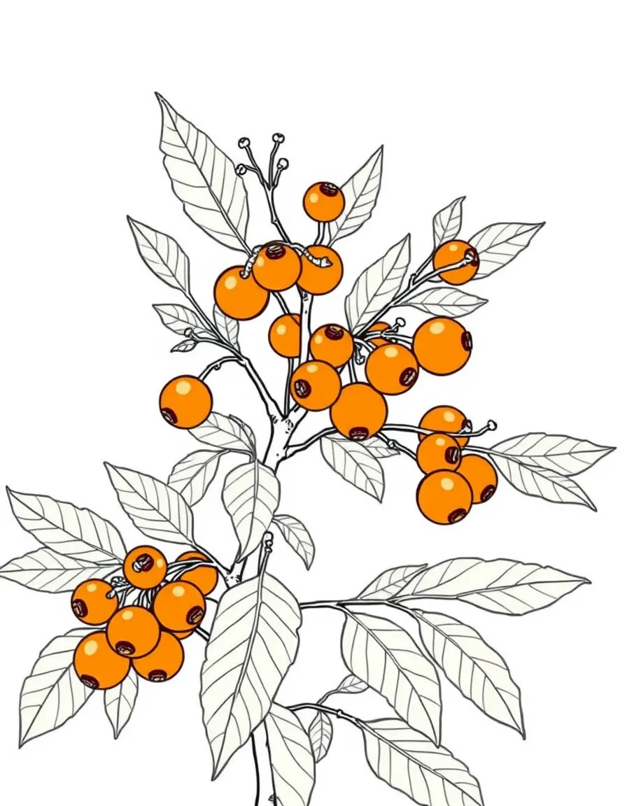 A sea buckthorn plant with orange berries