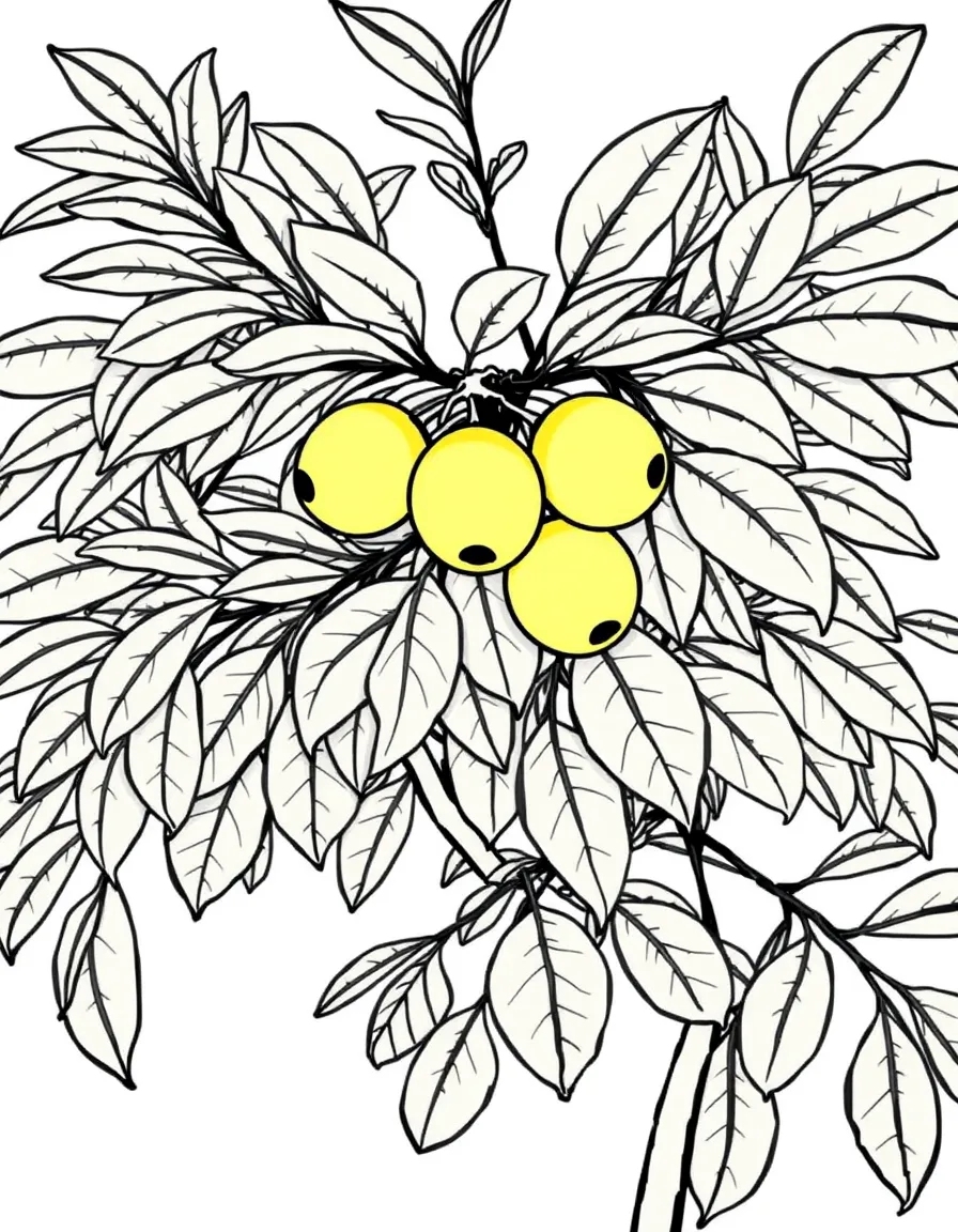 A loquat tree with yellow fruits and oval leaves