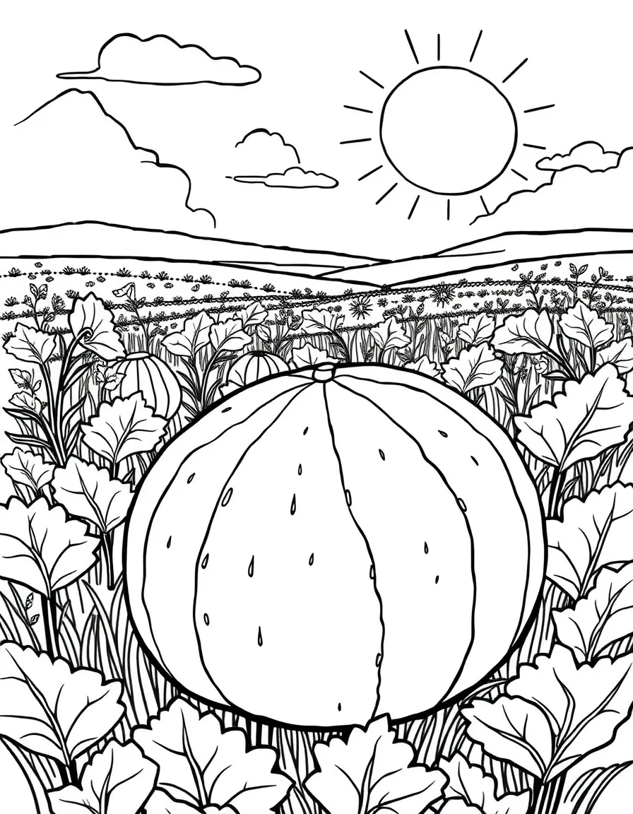 A honeydew melon patch in a sunny field