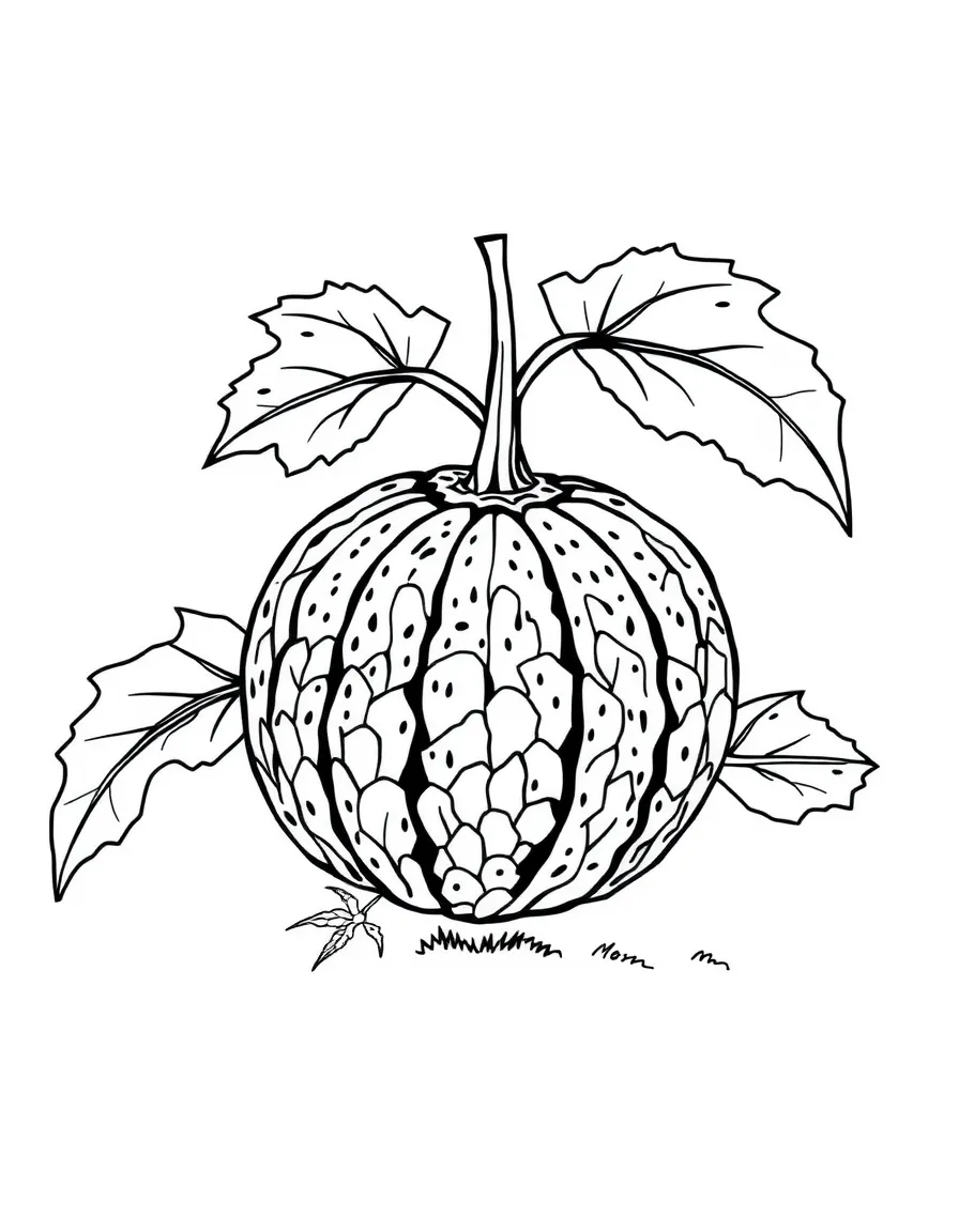 A cantaloupe plant with netted skin melons
