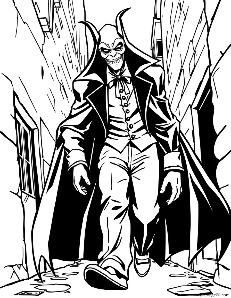 A masked villain tiptoeing through a dark alley
