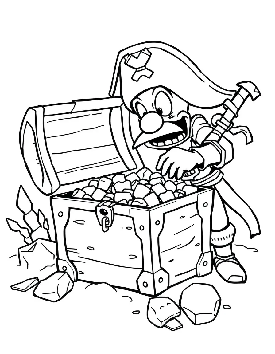 A treasure chest being stolen by a sneaky pirate