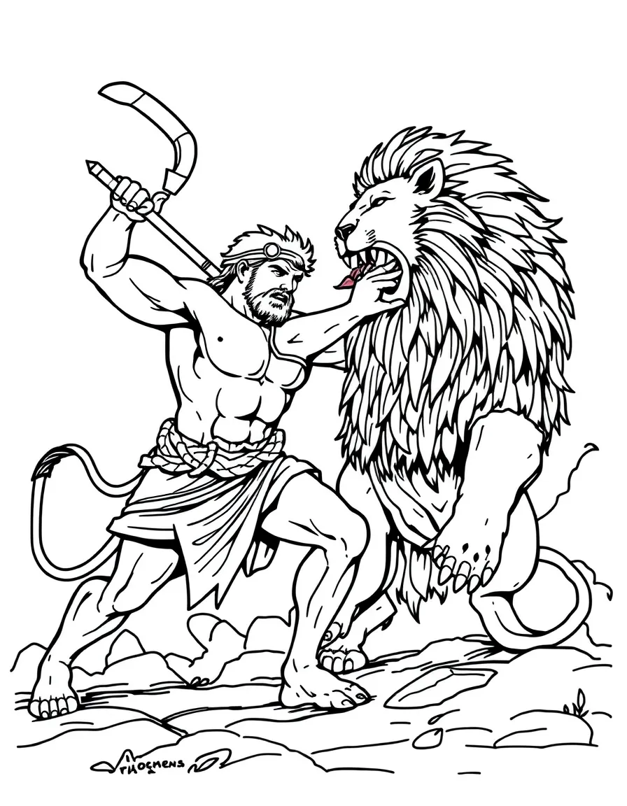 (Greek mythology) Hercules fighting the Nemean lion