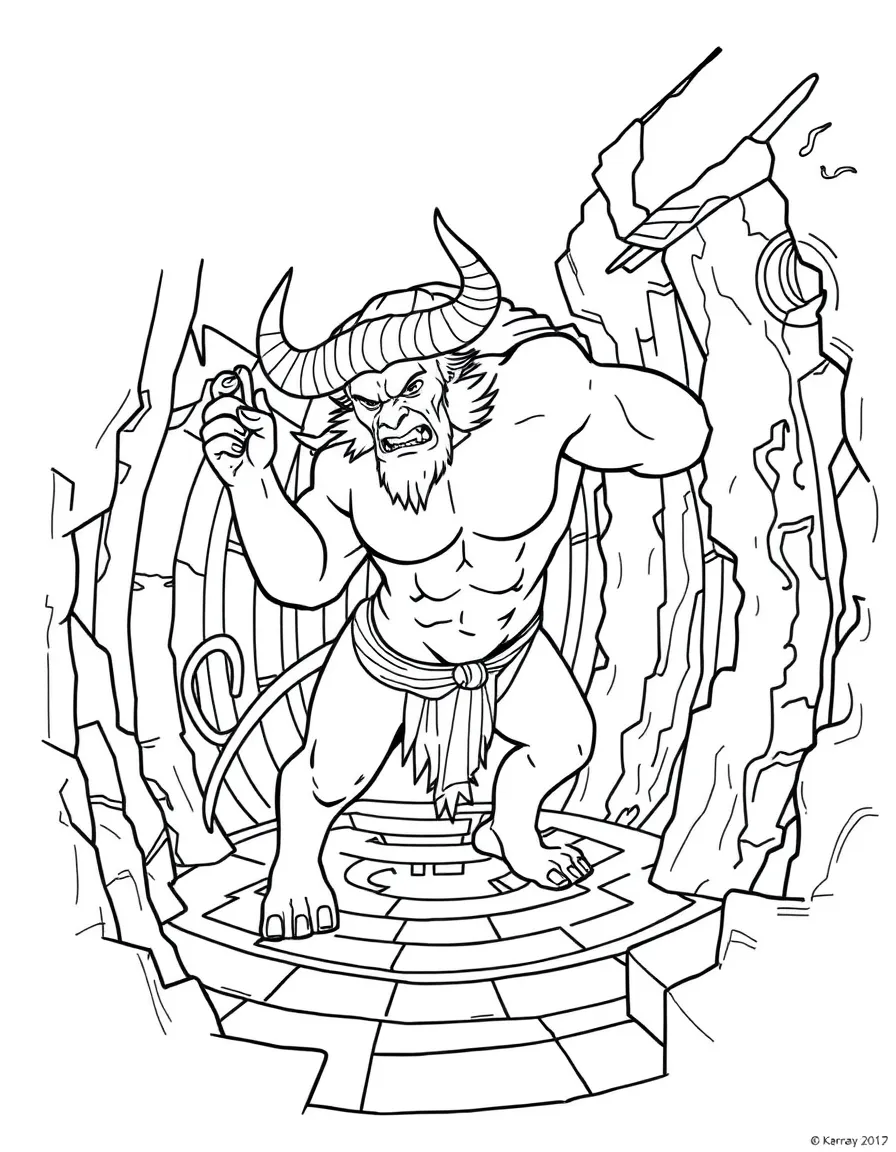 (Greek mythology) The Minotaur in the labyrinth