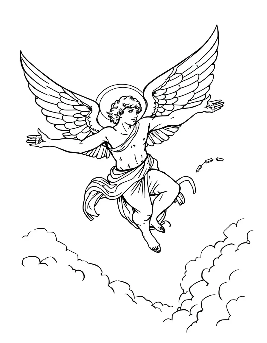(Greek mythology) Icarus flying with wax wings