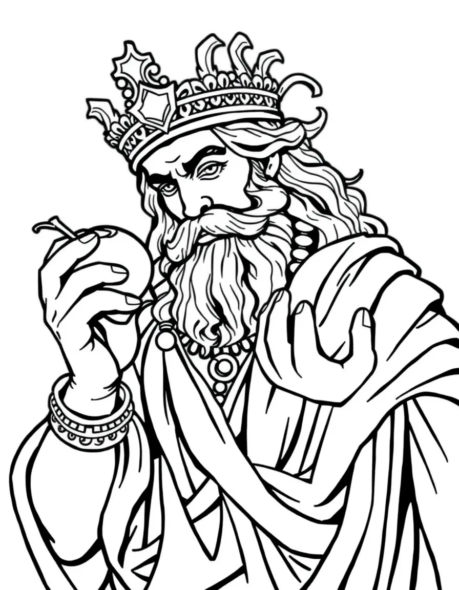 (Greek mythology) King Midas touching a golden apple