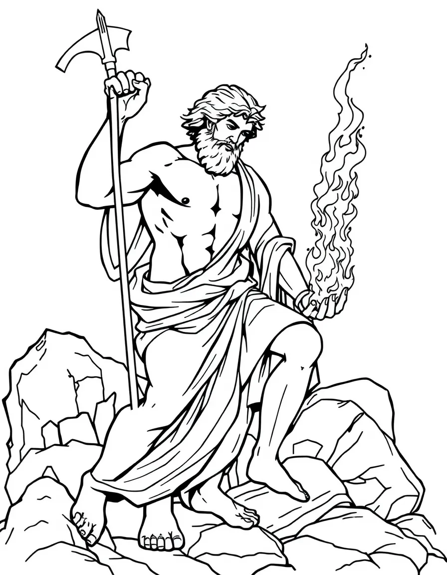(Greek mythology) Prometheus giving fire to humans