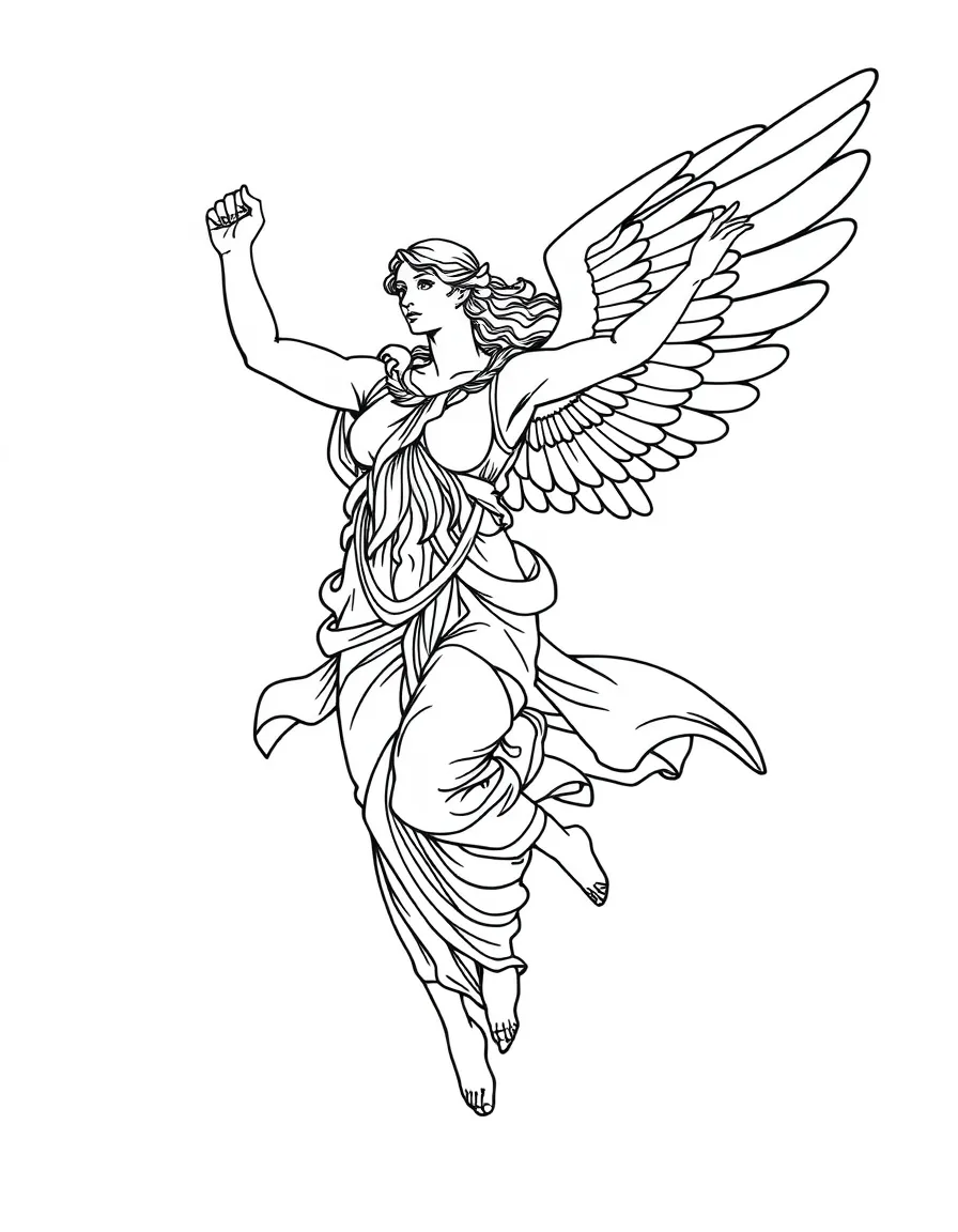 (Greek mythology) Nike, goddess of victory, flying with wings