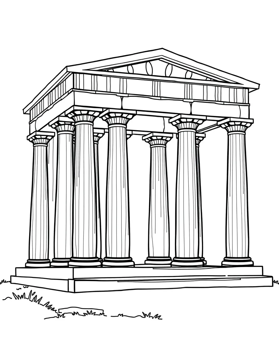 (Greek mythology) A simple Greek temple with columns