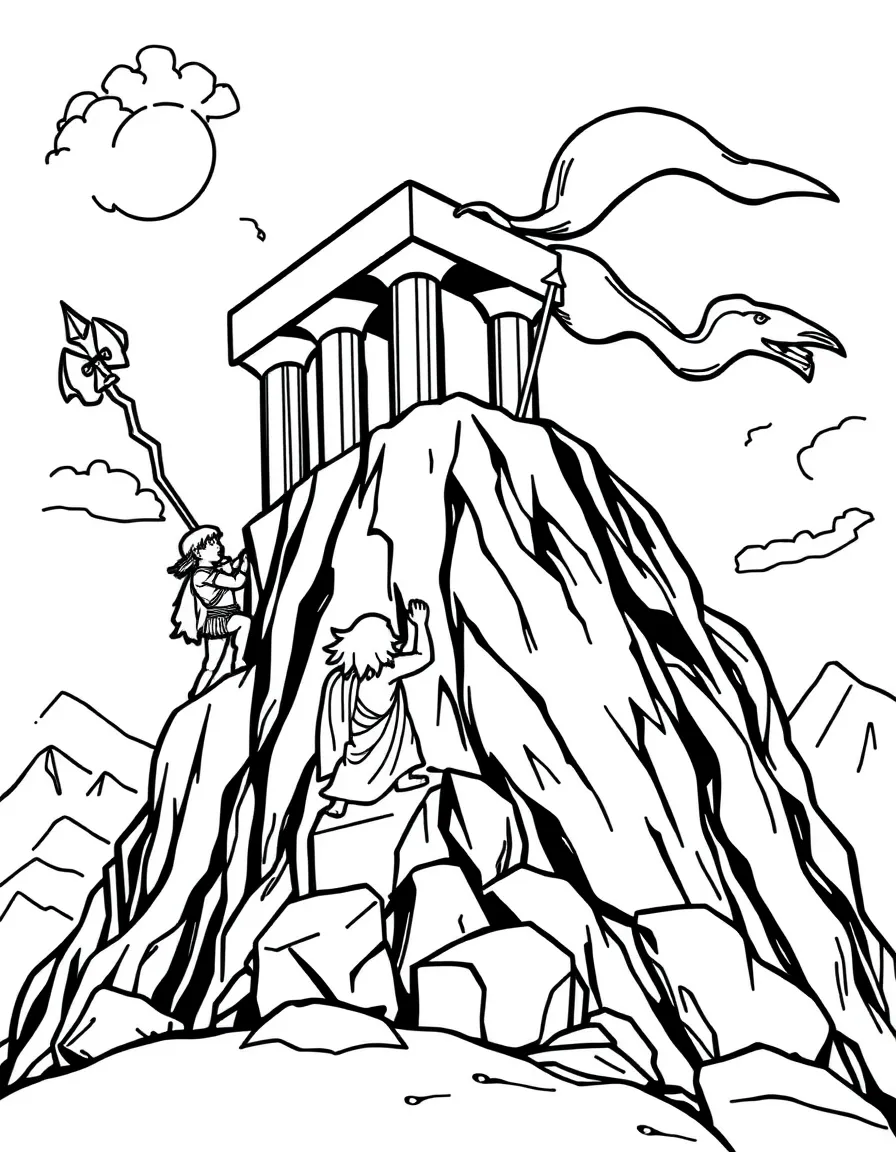 (Greek mythology) Kids climbing Mount Olympus