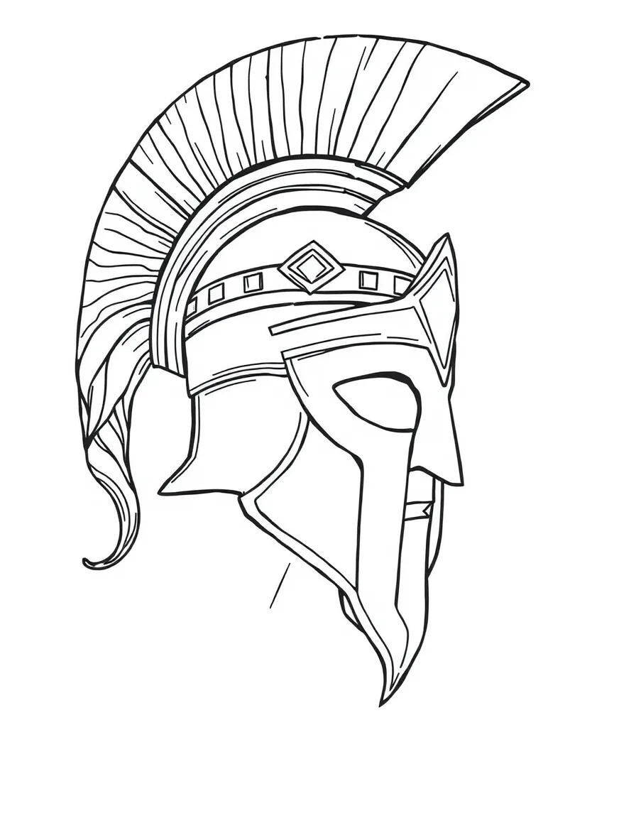 (Greek mythology) A war helmet with Ares’ symbol