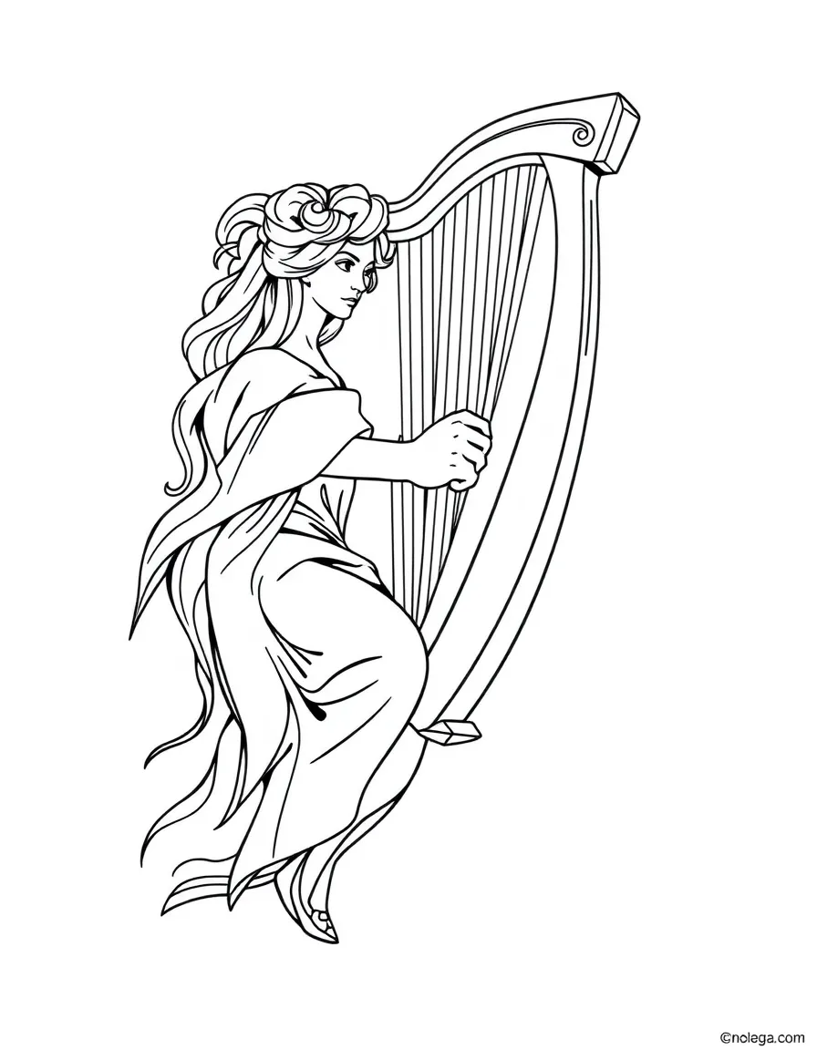 (Greek mythology) A harp floating in the air for Apollo