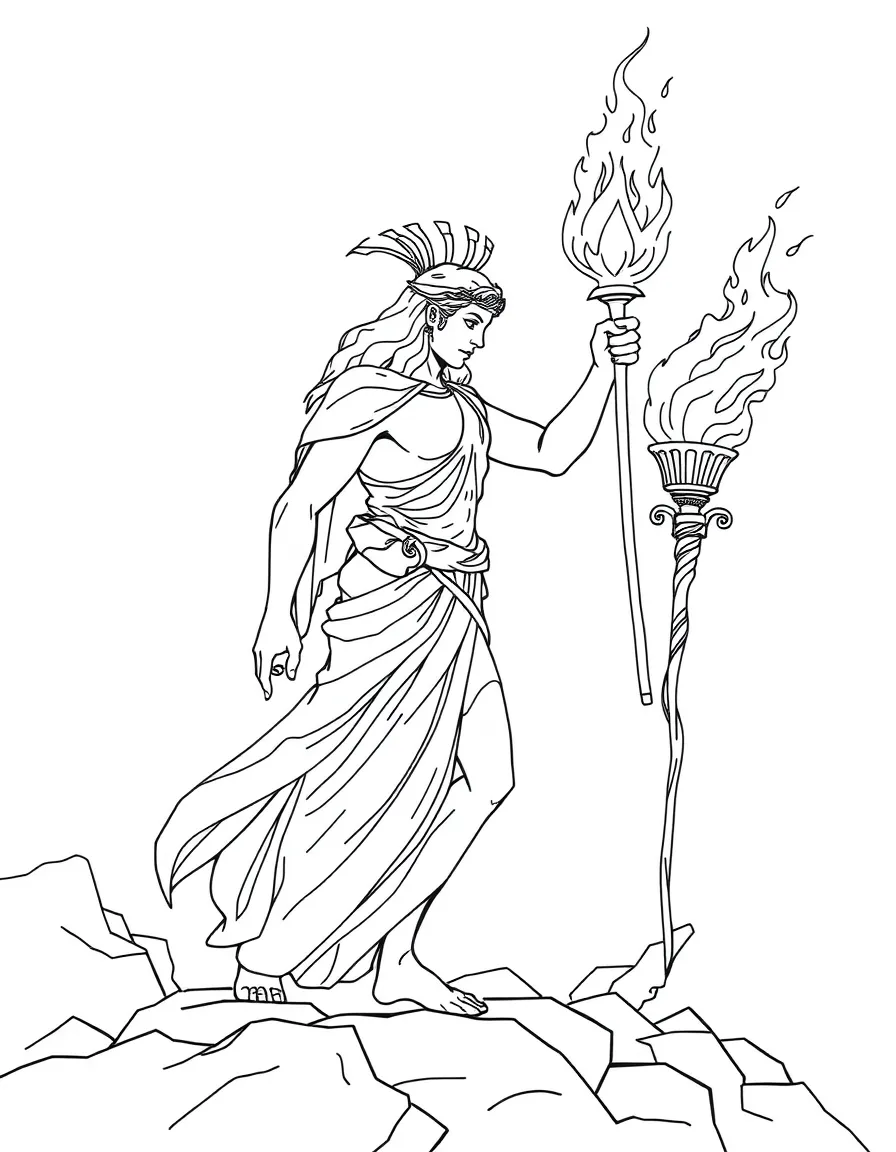 (Greek mythology) A glowing torch lighting the way