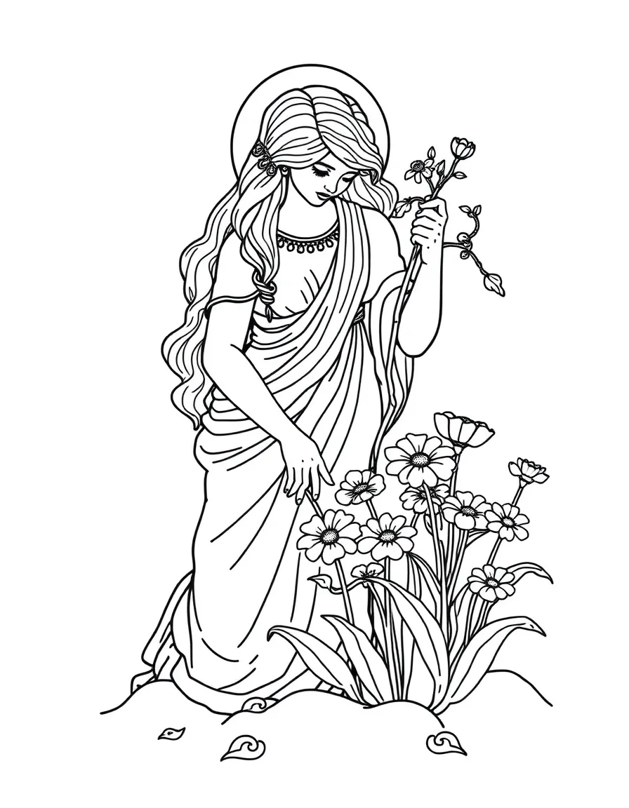 (Greek mythology) Persephone planting flowers