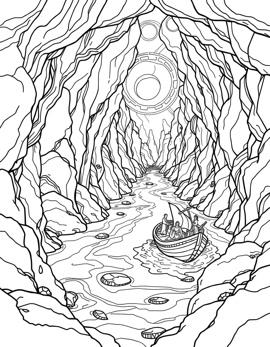 (Greek mythology) A river in the underworld with a boat