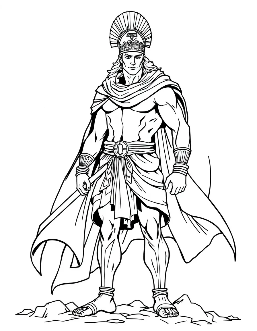 (Greek mythology) A brave warrior with a flowing cape