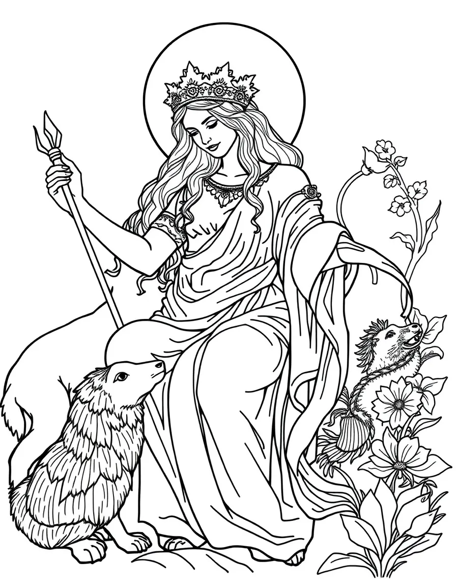 (Greek mythology) A kind goddess helping animals