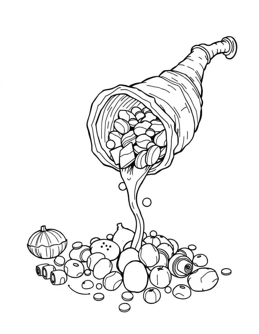 (Greek mythology) A magic horn spilling food and treats
