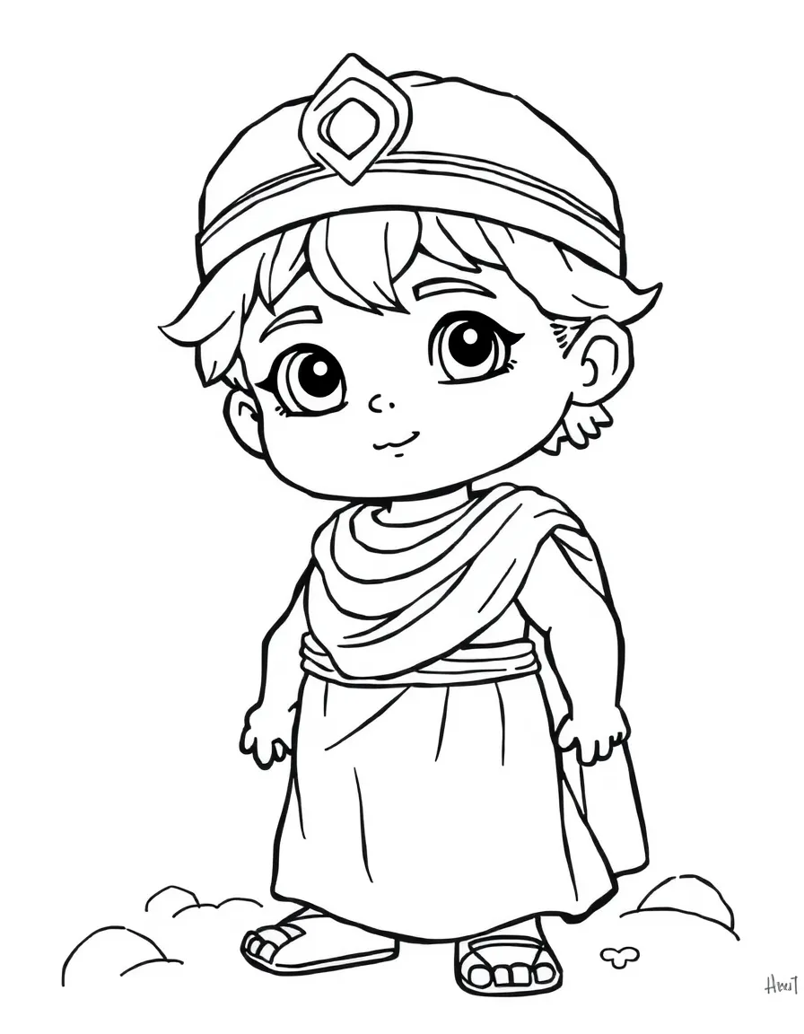 (Greek mythology) A child dressed like a Greek hero