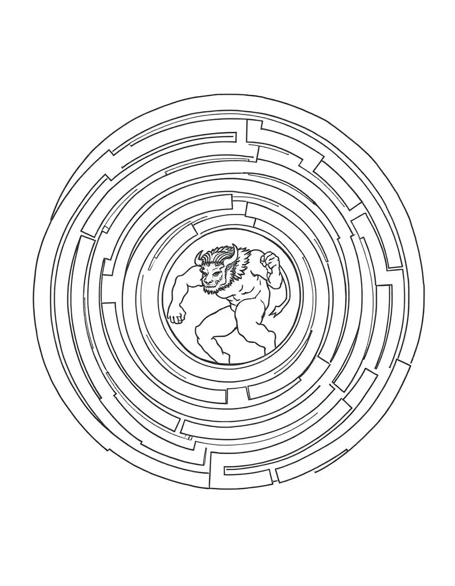 (Greek mythology) A maze with a hidden Minotaur