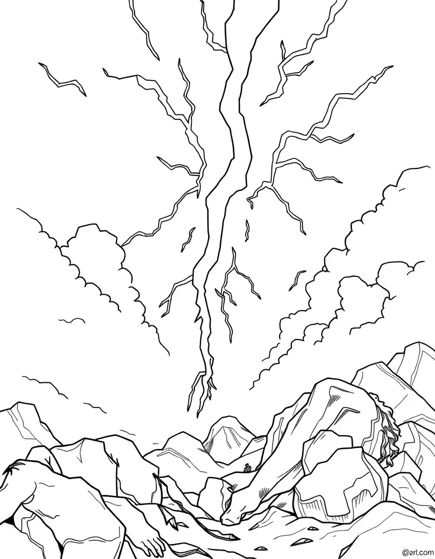 (Greek mythology) A lightning bolt splitting the sky