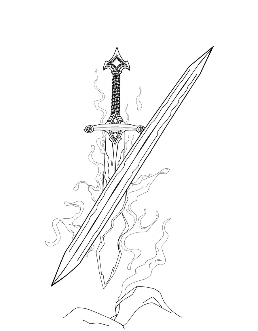 (Greek mythology) A magical sword glowing in the dark