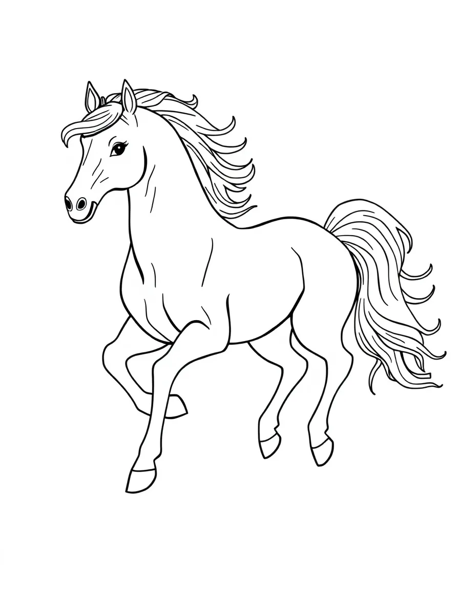 (Chinese Zodiac) A gentle horse galloping with flowing mane and tail
