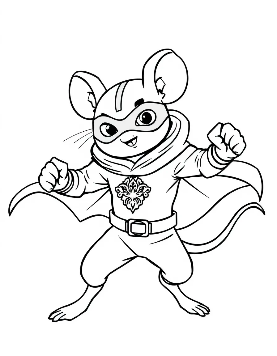 (Chinese Zodiac) Rat superhero with cape and mask in action pose