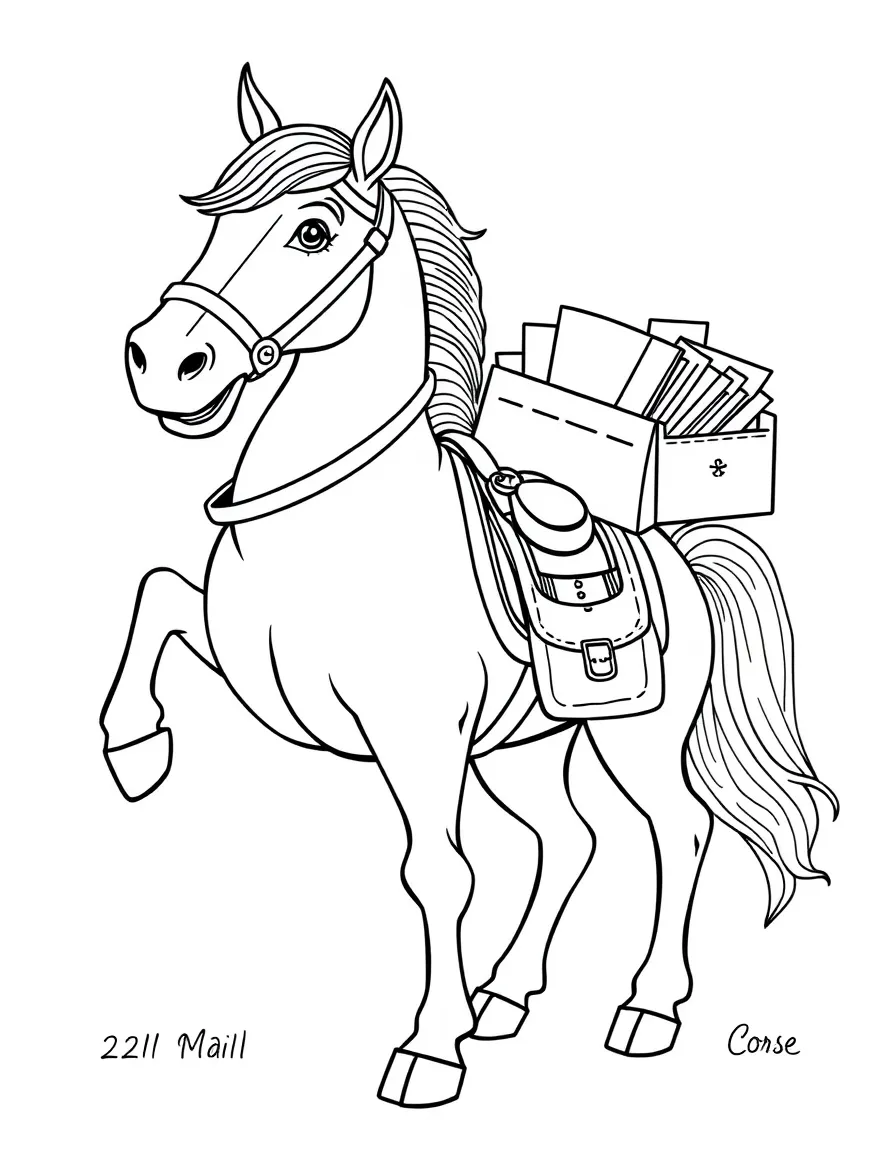 (Chinese Zodiac) Horse mail carrier with saddlebags full of letters